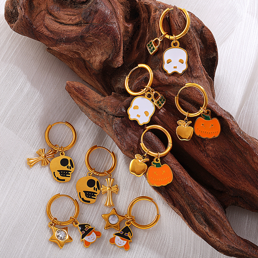 1 Paar Halloween-Ohrhänger aus Edelstahl h5Bild4