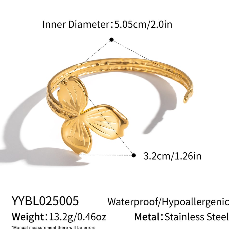 1 Piece Designable Flower Stainless Steel Gold Color Women's Bangles