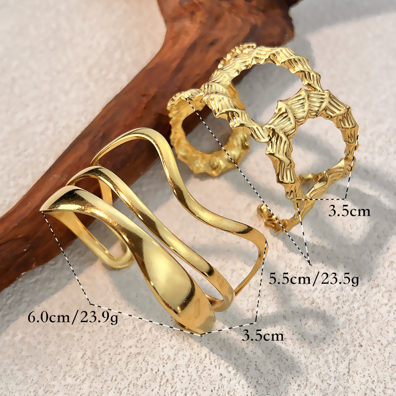 1 Piece Irregular Shape Stainless Steel Gold Color Cuff Bracelet Picture3