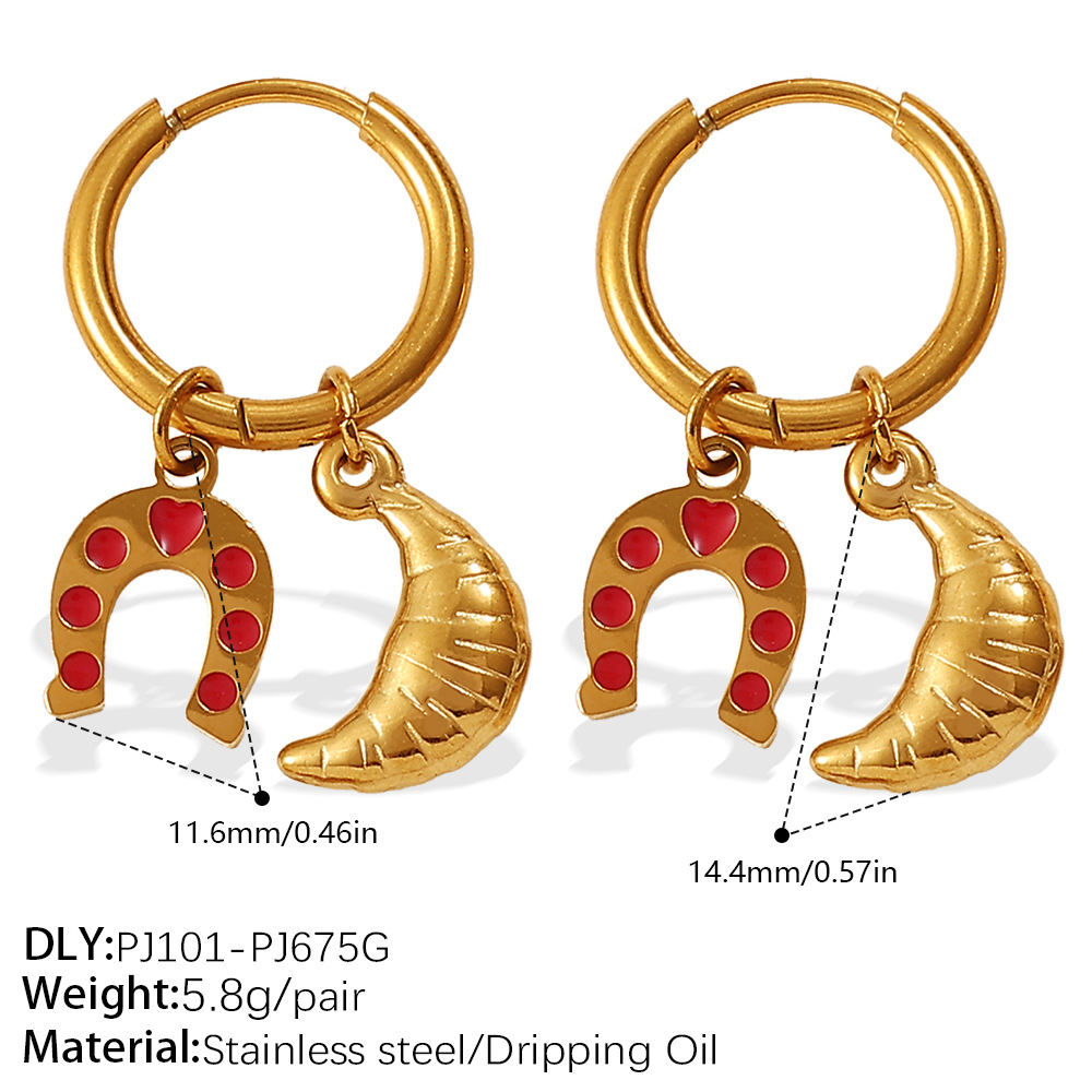 1 Pair Christmas Stainless Steel Gold Color Drop Earrings