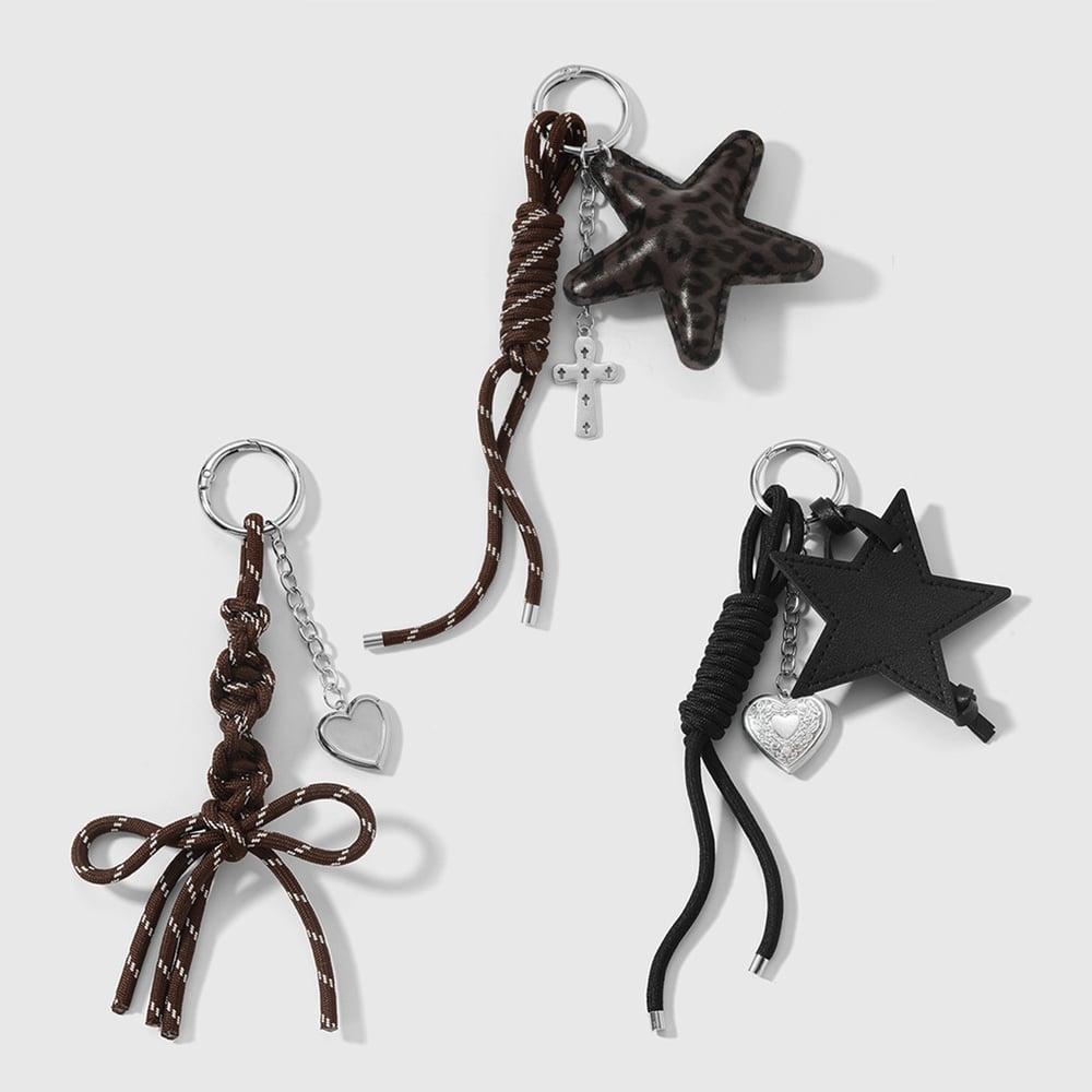 1 Piece Retro Leopard Print Leather Star Bag Charm h5Picture3