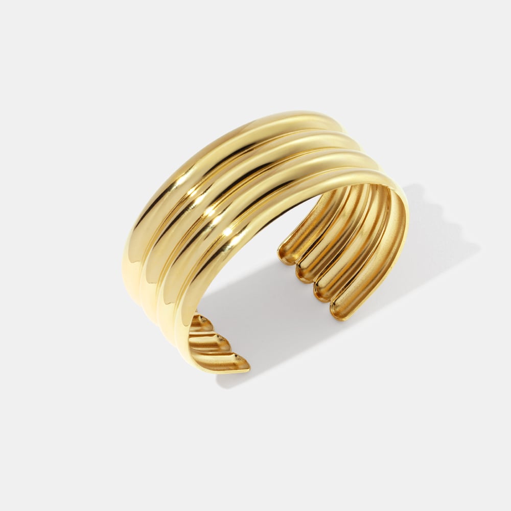 Strip Stainless Steel Gold Color Cuff Bracelet h5Picture2