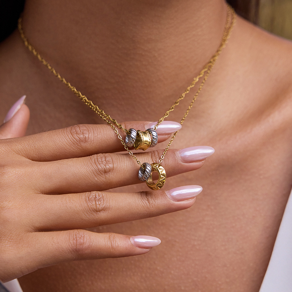 1 Piece Simple Circle Stainless Steel Gold&Silver Color Women's Pendant Necklaces h5Picture3