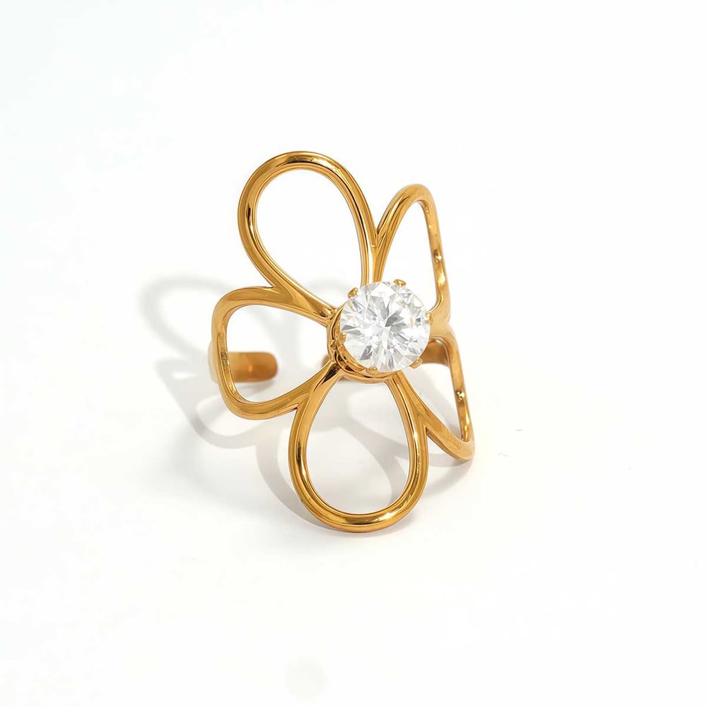 1 Piece Simple Series Daily Flower Stainless Steel  Women's  Statement Rings 