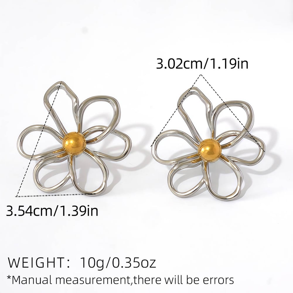 1 Paar einfache tägliche Blumen-Ohrstecker aus Edelstahl in Goldfarbe für Damen h5Bild2