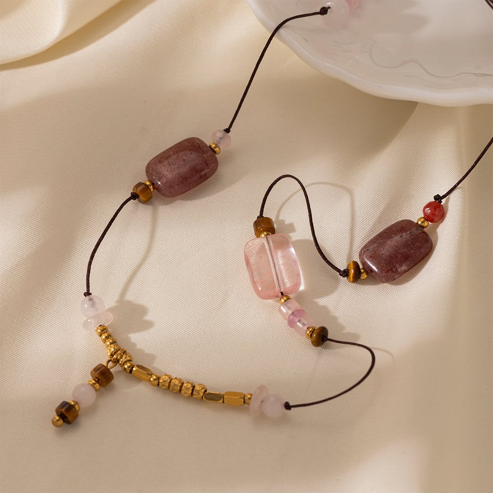 1 Piece Natural Stone Beaded Necklace Picture3
