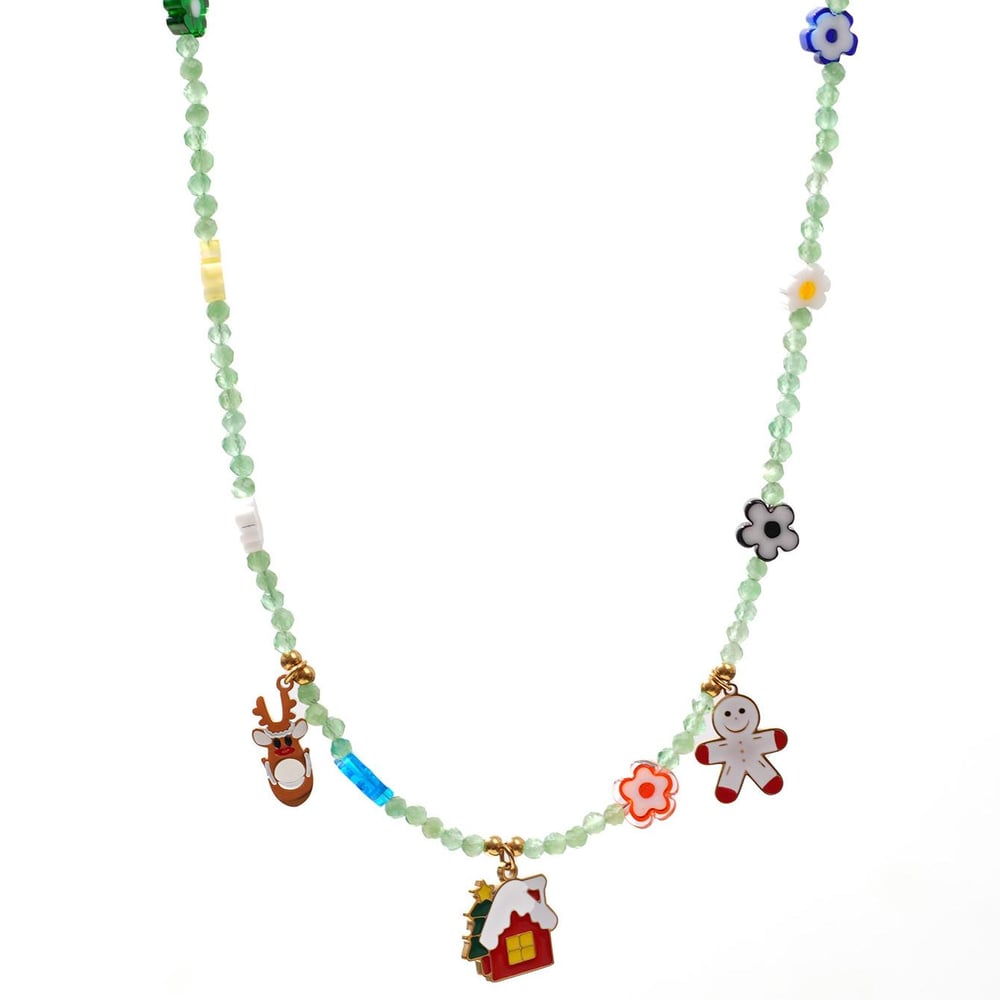 1 Piece Christmas Cartoon Stainless Steel Gold Color Women's Beaded Necklaces Picture6