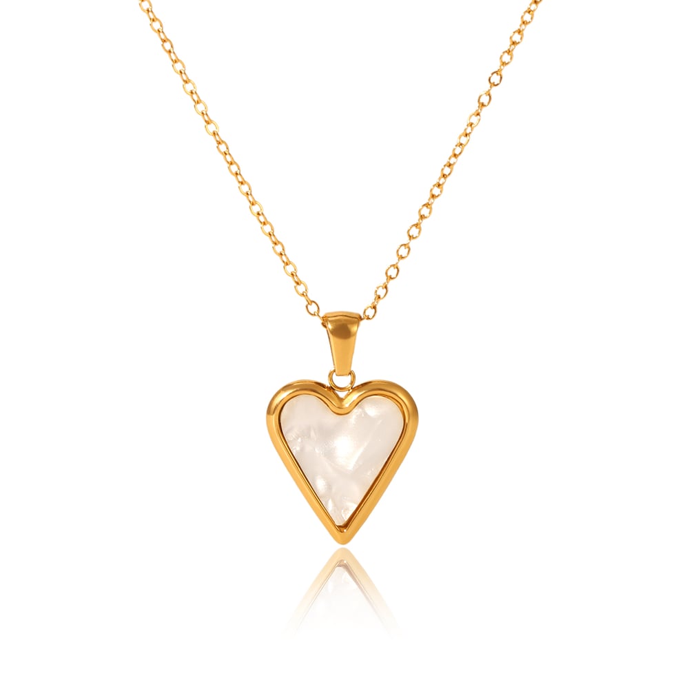 1 Piece Classic Heart Stainless Steel Gold Color Shell Women's Pendant Necklaces