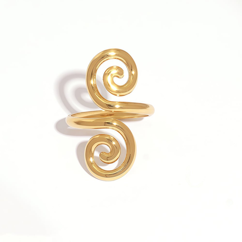 1 Piece  Retro Circle Stainless Steel  Gold Color Women's  Statement Rings