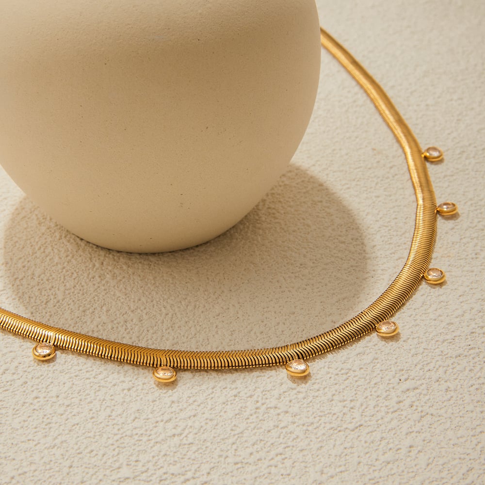 1 Piece Elegant Lines Stainless Steel Gold Color Women's Pendant Necklaces h5Picture5