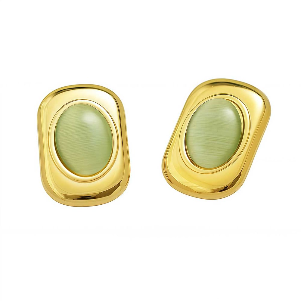 1 Paar elegante rechteckige Ohrstecker aus Edelstahl in Goldfarbe für Damen