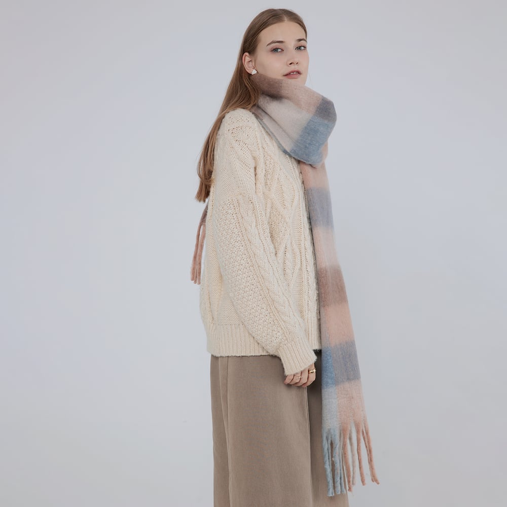 1 Stück Elegante karierte Polyester-Winterschals für Damen h5Bild4