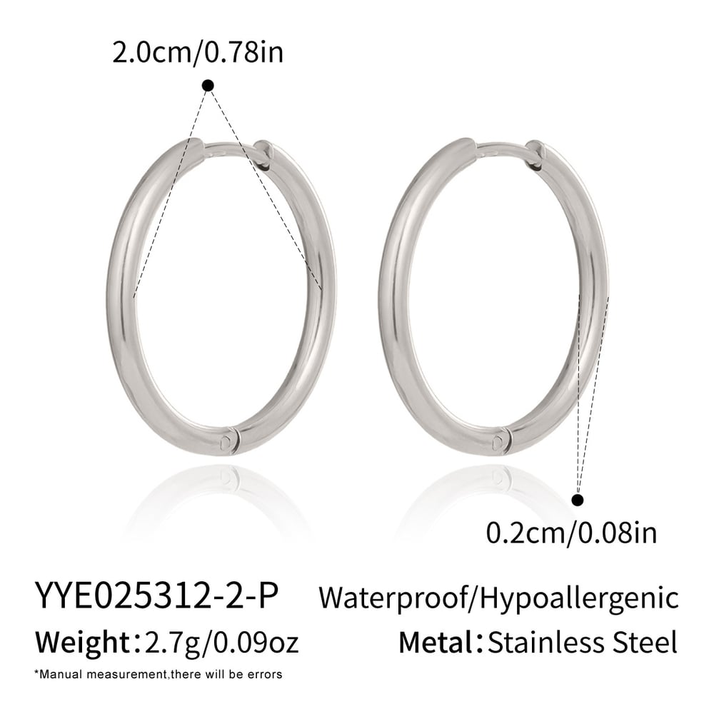 1 Pair Stainless Steel Gold Color Basic Hoop Earrings