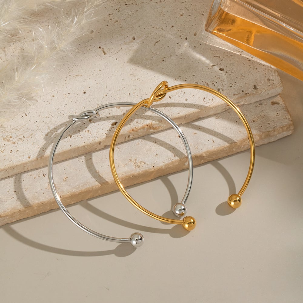 1 Piece Simple Series Twist Stainless Steel Gold Color Cuff Bracelet Picture3