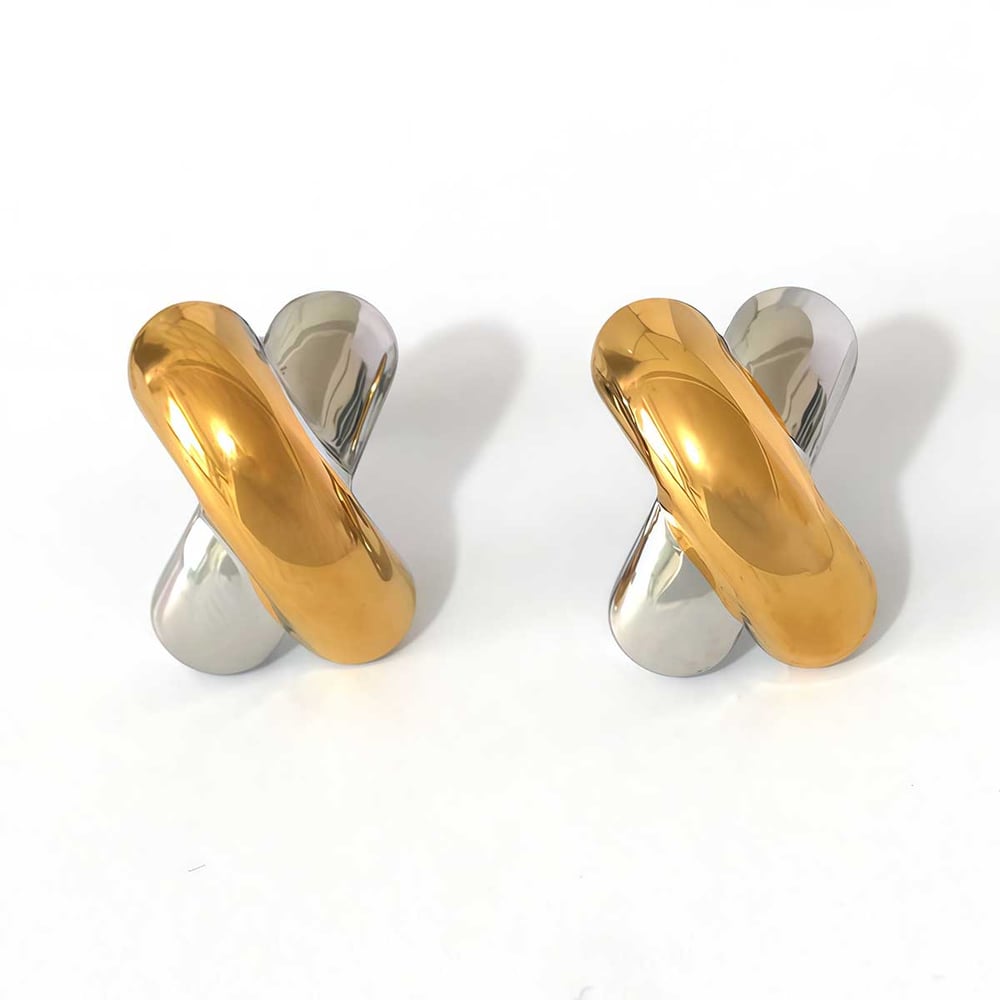 1 Piece Simple Series Daily Patchwork Stainless Steel Gold Color  Women's Stud Earrings 