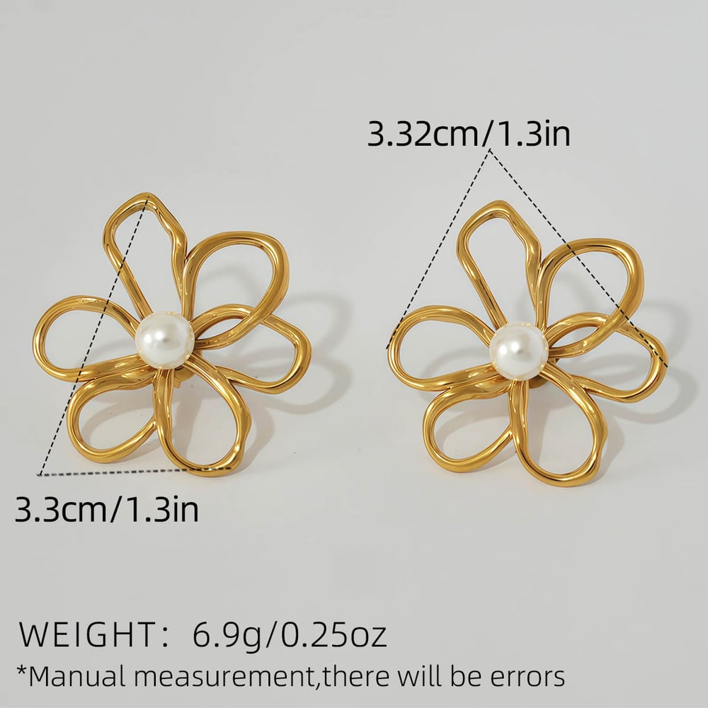 1 Paar Retro-Blumen-Ohrstecker aus Edelstahl in Goldfarbe für Damen h5Bild2