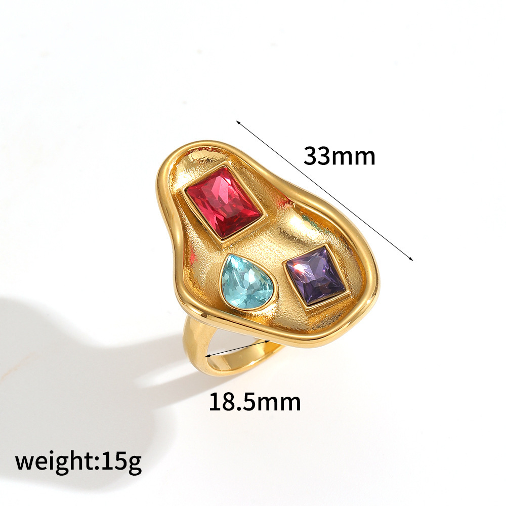 1 Piece Polychrome Series Geometric Women's Gemstone Rings 