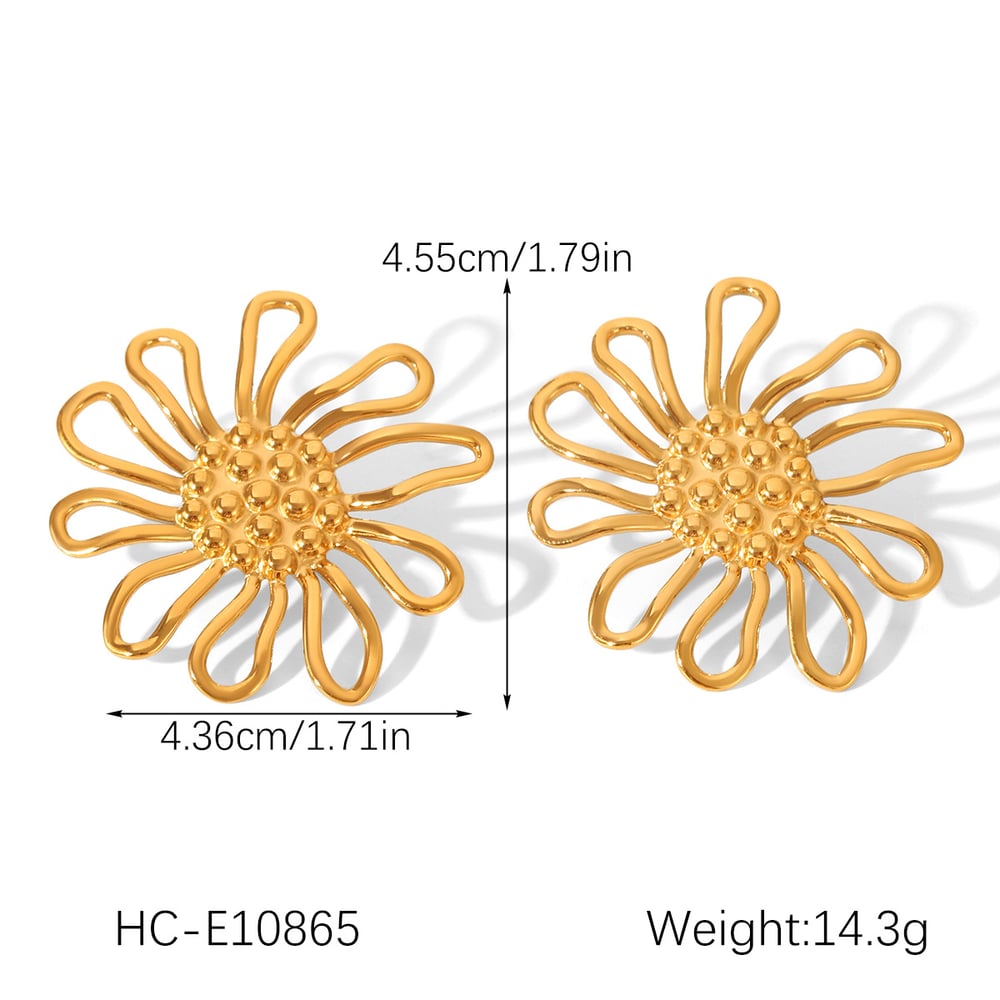 1 Stück einfache tägliche Sonnenblume Edelstahl Gold Farbe Damen Ring Sets h5Bild2