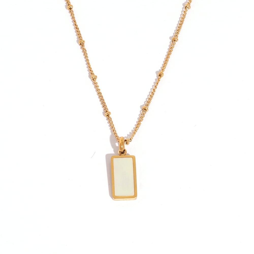 1 Piece Simple  Retro Rectangle Stainless Steel Gold Color  Women's Pendant Necklaces