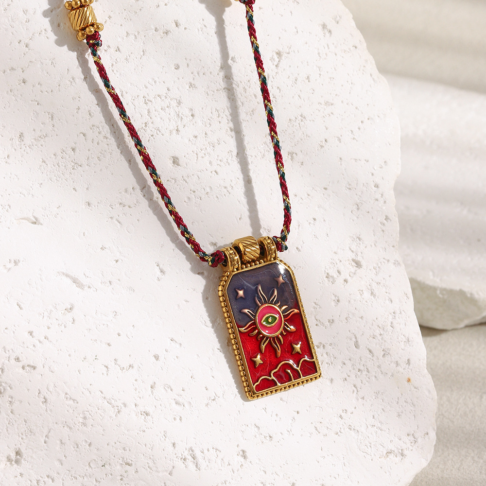 1 Piece Retro Sun Tarot Stainless Steel Gold Color Women's Pendant Necklaces Picture6