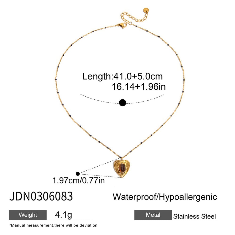 1 Piece Classic Heart Stainless Steel Gold Color Natural Stone Women's Pendant Necklaces h5Picture2