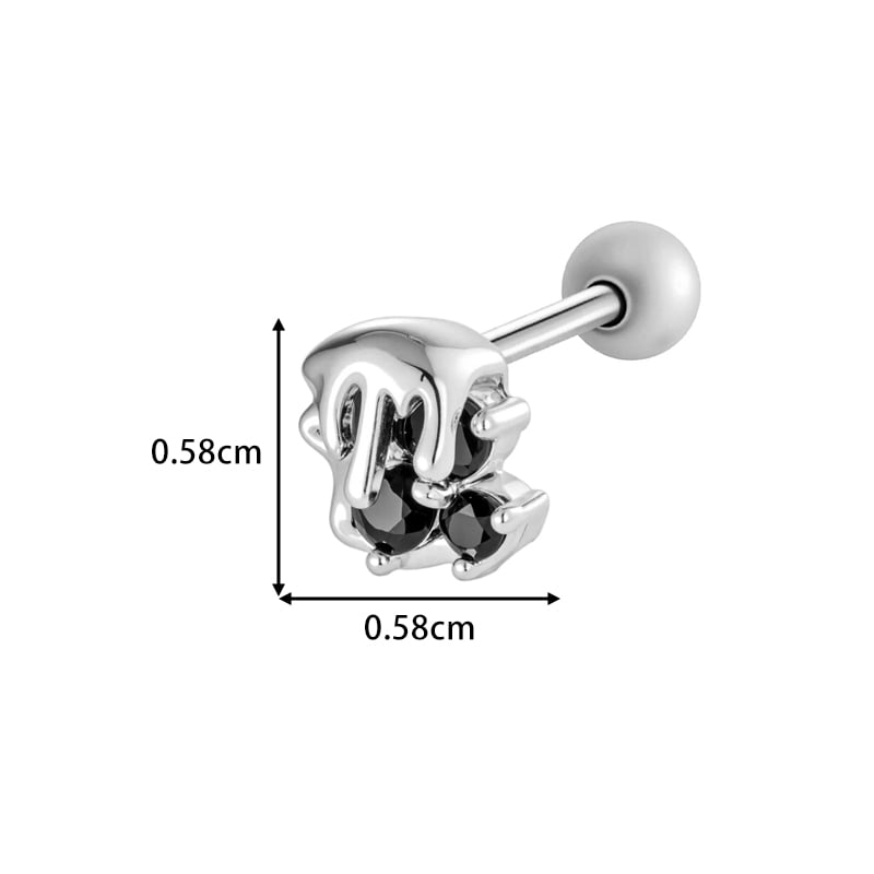 1 Piece Heart Animal Copper Gold Color Zircon Piercing Earring Picture2