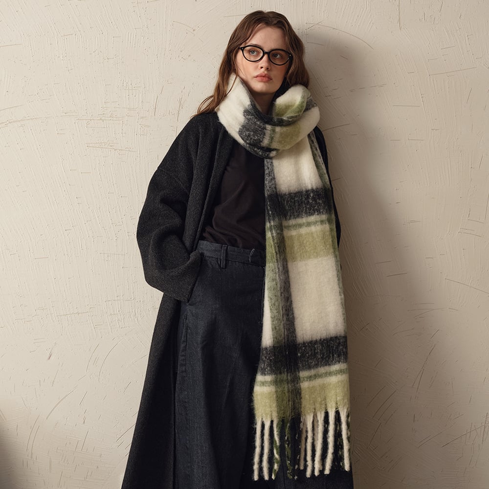 1 Stück einfache, weiche, karierte Polyester-Winterschals für Damen