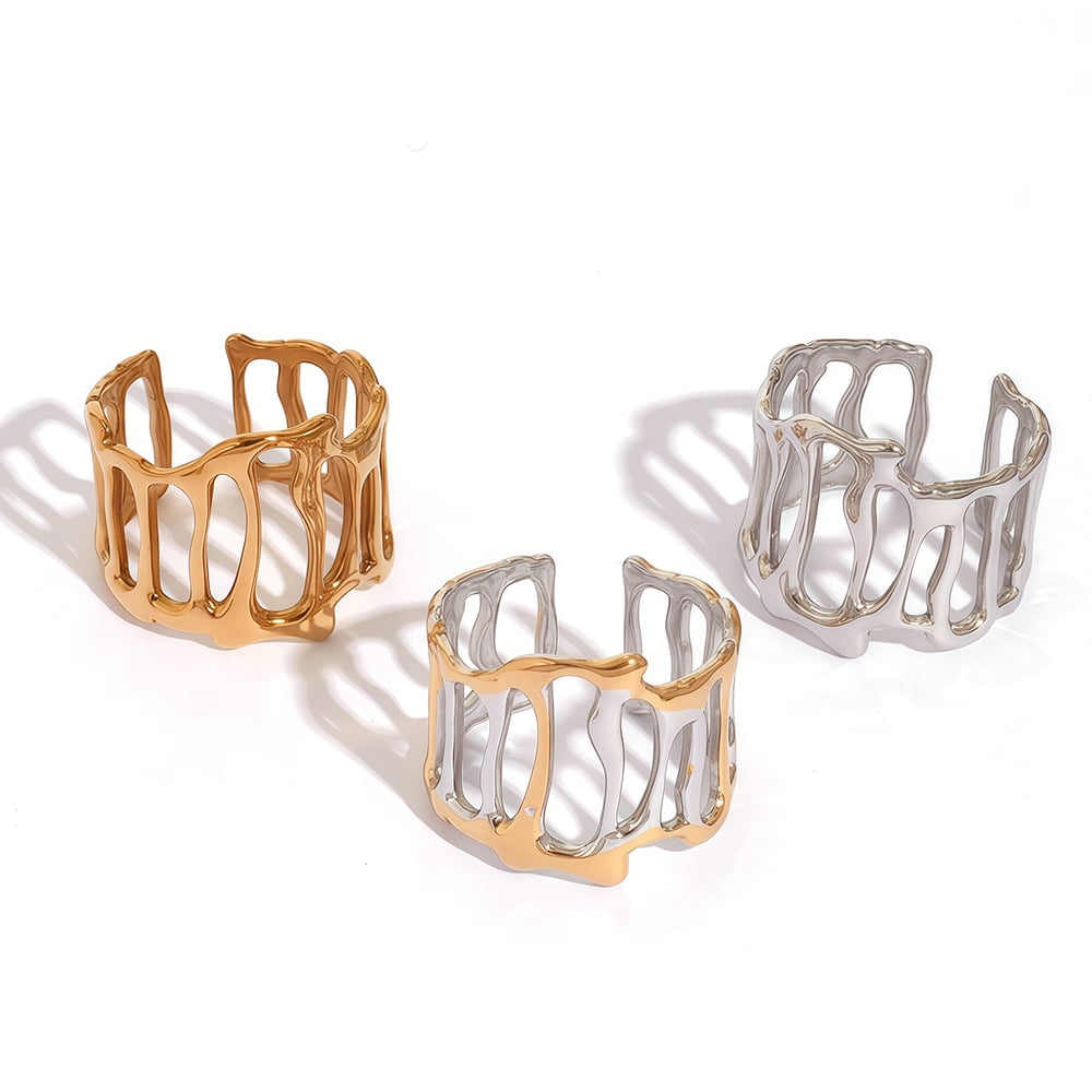 1 Piece Daily Irregular Shape Stainless Steel Gold Color Statement Rings Picture7