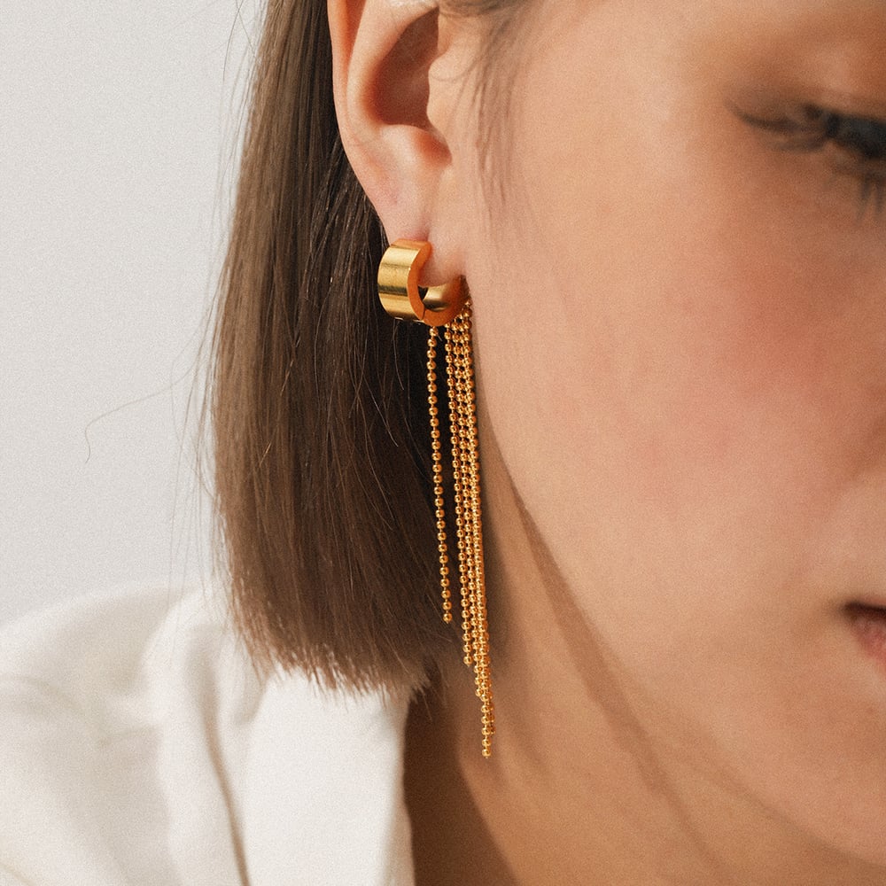 1 Pair Simple Daily Tassel Stainless Steel   Gold Color  Women's Drop Earrings h5Picture4