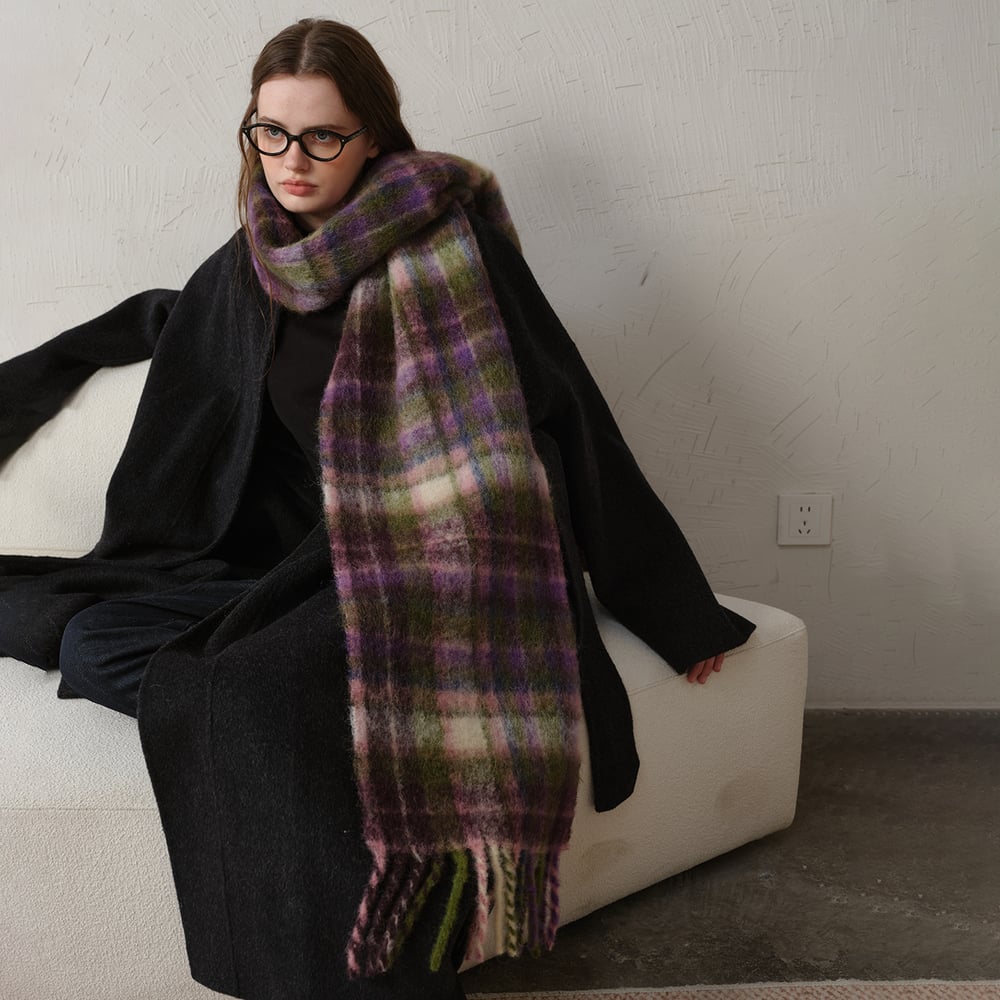 1 Stück klassischer karierter Polyester-Winterschal für Damen h5Bild4