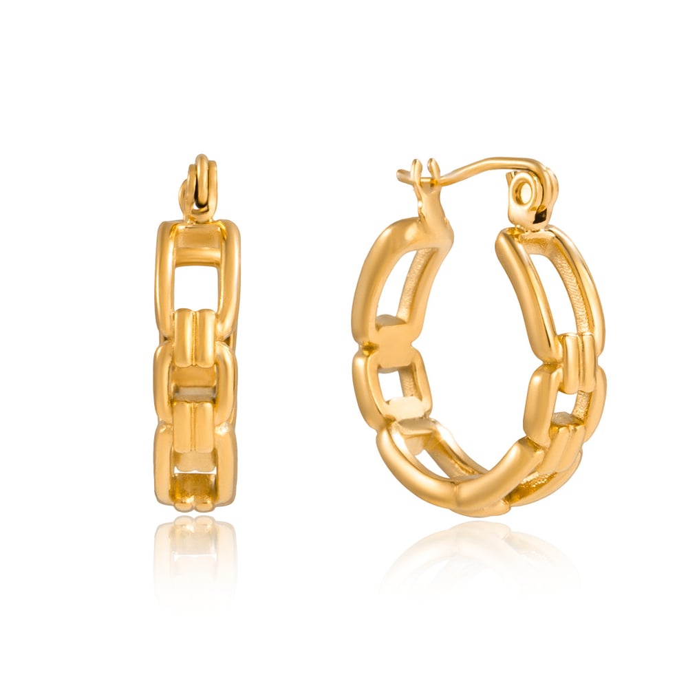 1 Pair Simple Chain Stainless Steel Women's Hoop Earrings