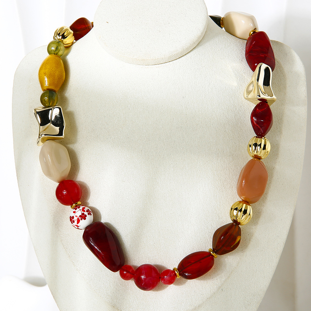 1 Piece Retro Irregular Shape Acrylic Beaded Necklace Picture4