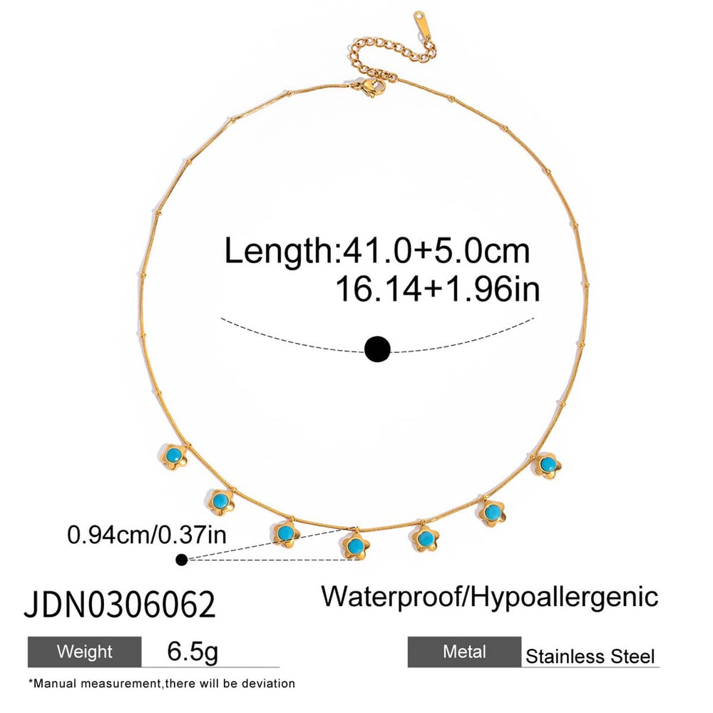 1 Piece Romantic Flower Calaite Stainless Steel Gold Color Women's Pendant Necklaces h5Picture2