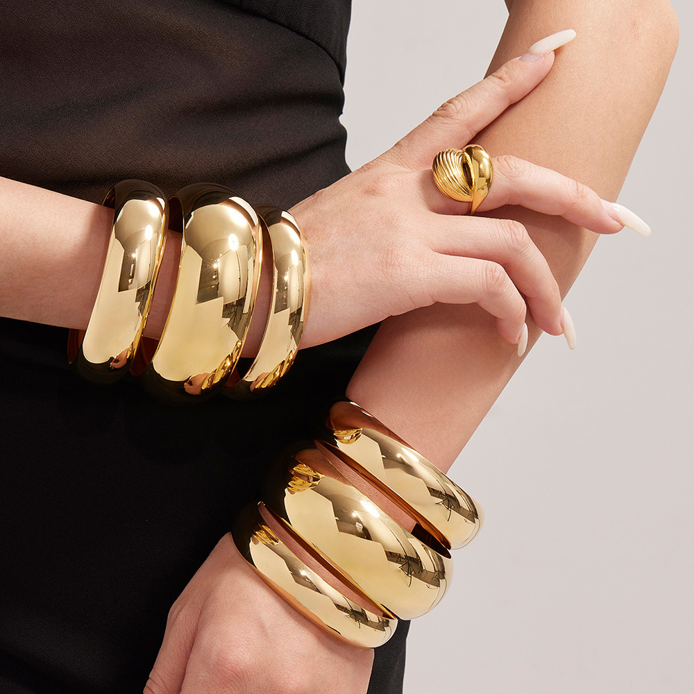 1 Piece Minimalist Solid Color Stainless Steel Women's Bangles Picture5