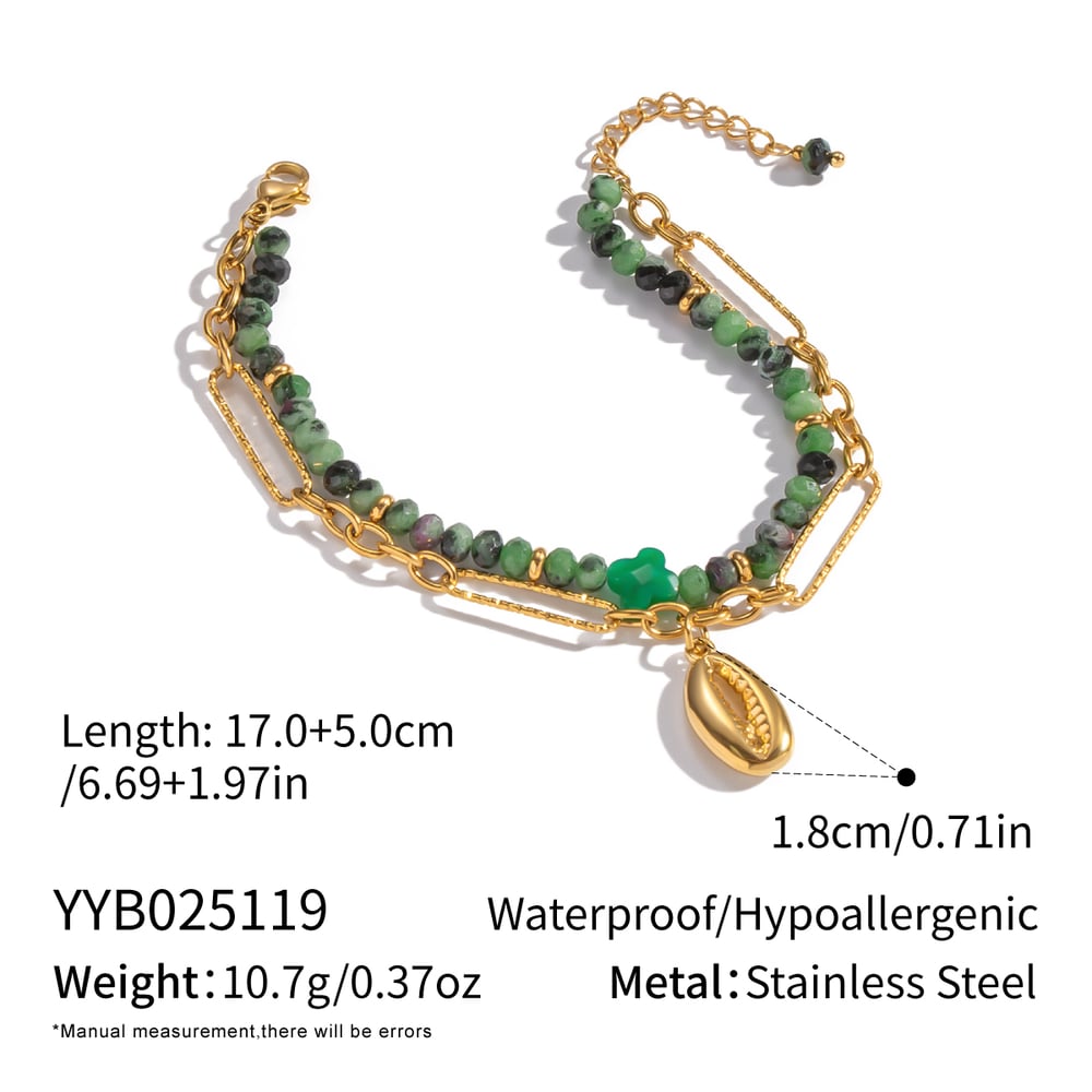 1 Stück Natursteinperlen Edelstahl Perlenarmband