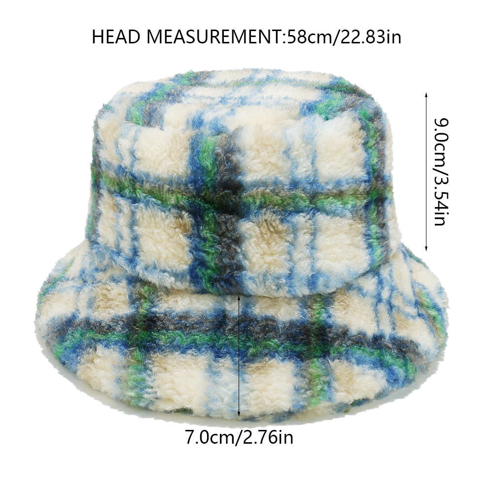 1 Piece Casual Plaid Plush Fisherman's Hat