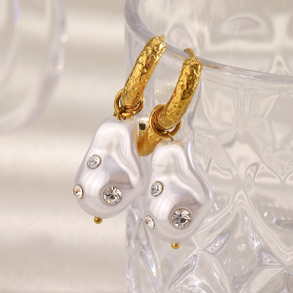 1 Paar einfache, alltägliche, unregelmäßig geformte Tropfenohrringe aus Edelstahl für Damen h5Bild3