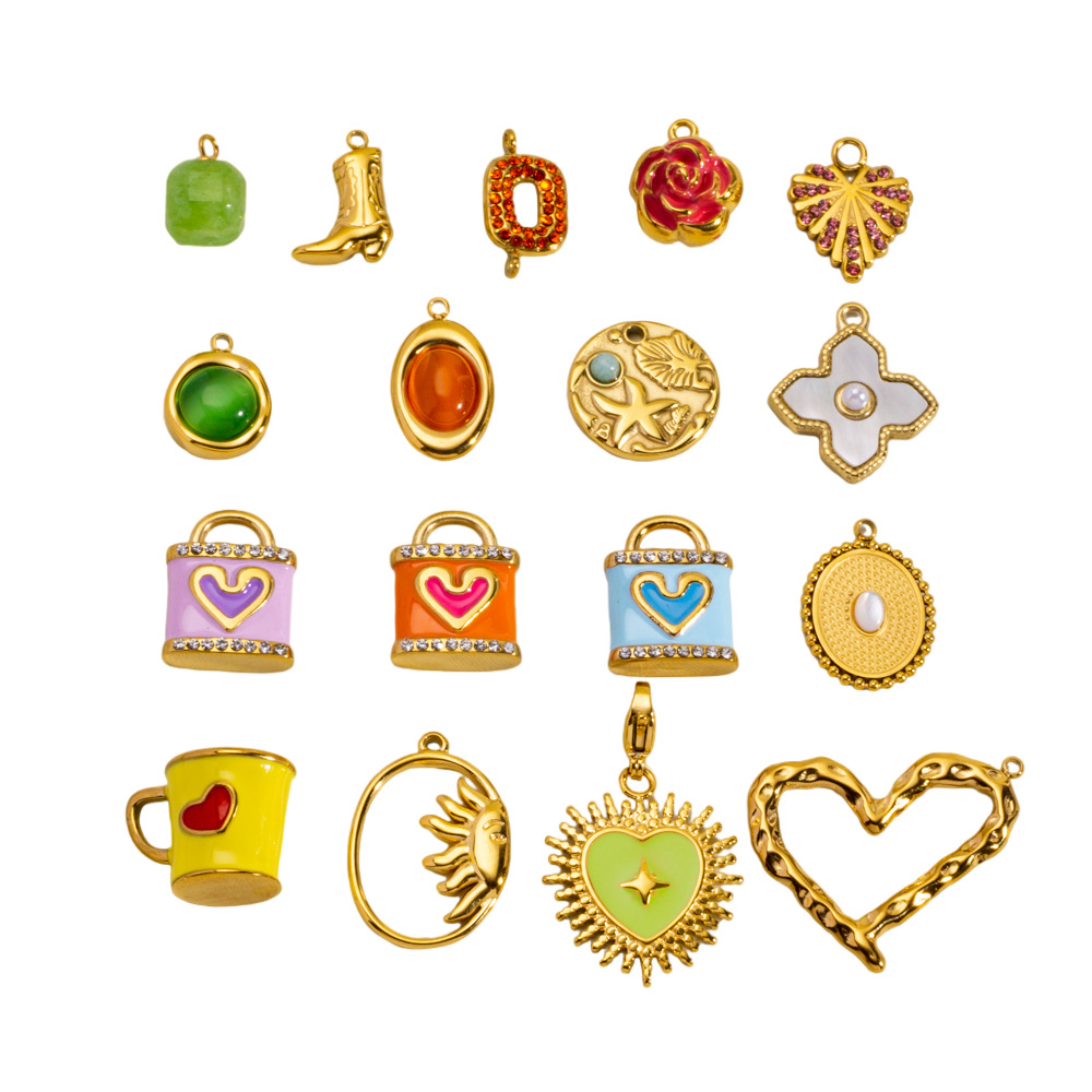 1 Piece Luxurious  Cute Flower Heart Boots Stainless Steel  Women's Pendants Picture5