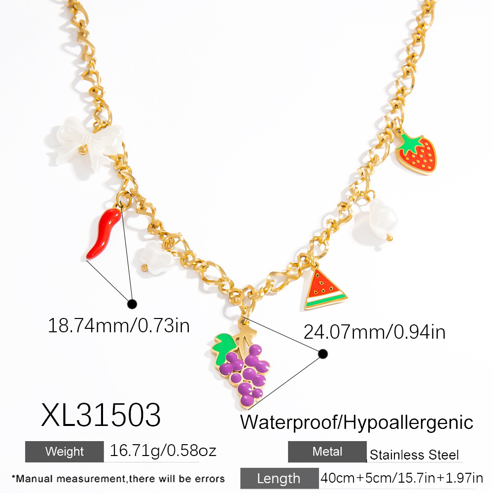 1 Piece Romantic Casual Fruit Stainless Steel Gold Color Women's Pendant Necklaces h5Picture2