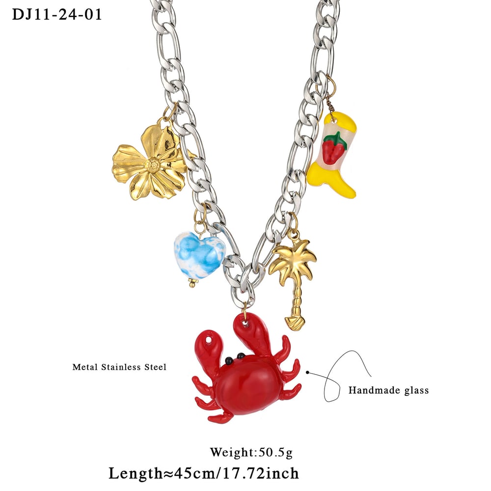 1 Stück Vivid Crab Edelstahl Gold Farbe Damen Anhänger Halsketten Bild2