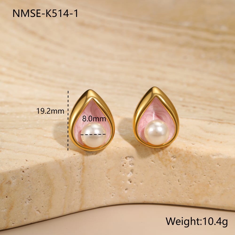 1 Pair Elegant Droplet Stainless Steel Gold Color Women's Stud Earrings