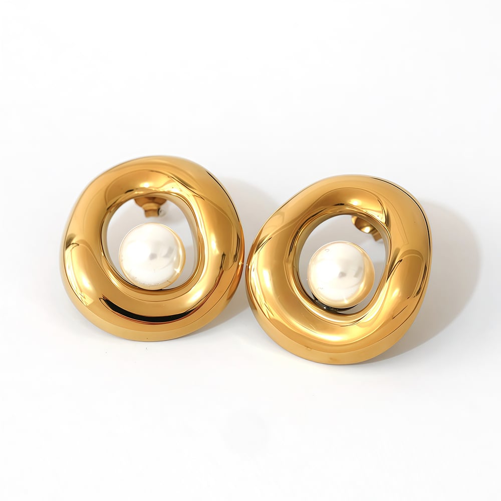 1 Pair Simple Series Retro Irregular Shape Stainless Steel  Woemn's Stud Earrings