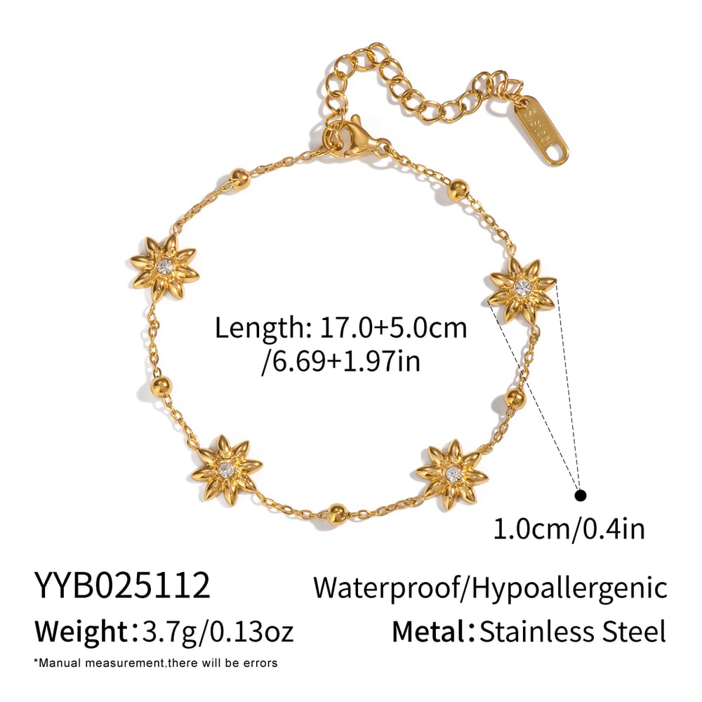 Flower Stainless Steel Gold Color Necklace Set