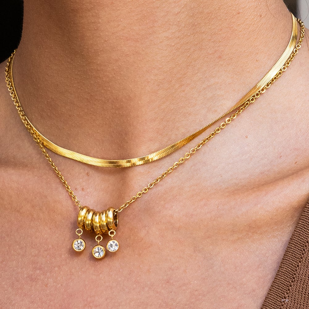 1 Piece Luxurious Circle Stainless Steel Gold Color Women's Pendant Necklaces h5Picture3