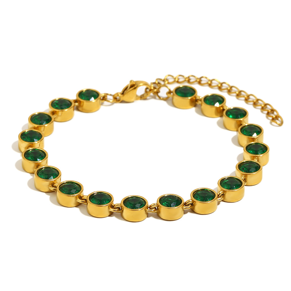 1 Stück luxuriöse klassische Kette Edelstahl Zirkon Damen Kettenarmbänder