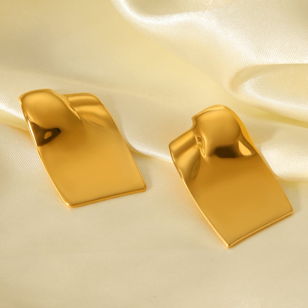 1 Paar tägliche rechteckige Ohrstecker aus Edelstahl in Goldfarbe für Damen h5Bild9