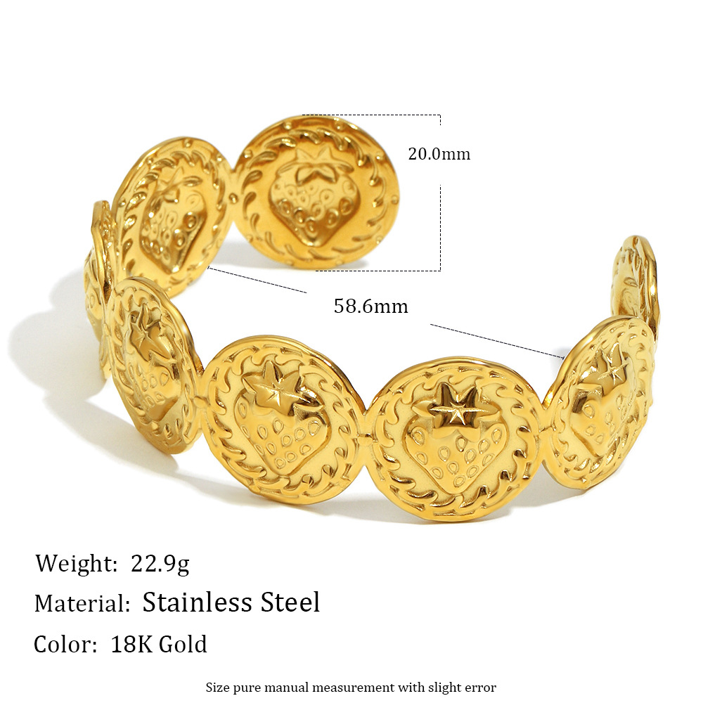 1 Piece Daily Strawberry Stainless Steel   Gold Color  Women's Cuff Bracelets h5Picture5