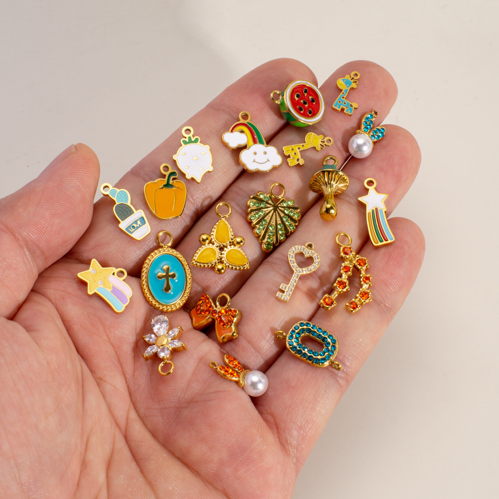 1 Piece DIY Romantic  Heart Animal Fruit Stainless Steel   Gold Color  Women's Pendants Picture3