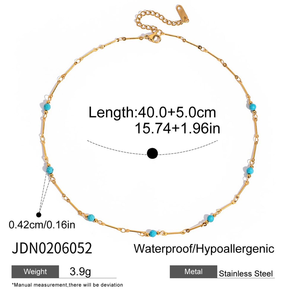 1 Piece Classic Calaite Stainless Steel Gold Color Natural Stone Women's Chain Necklaces h5Picture2