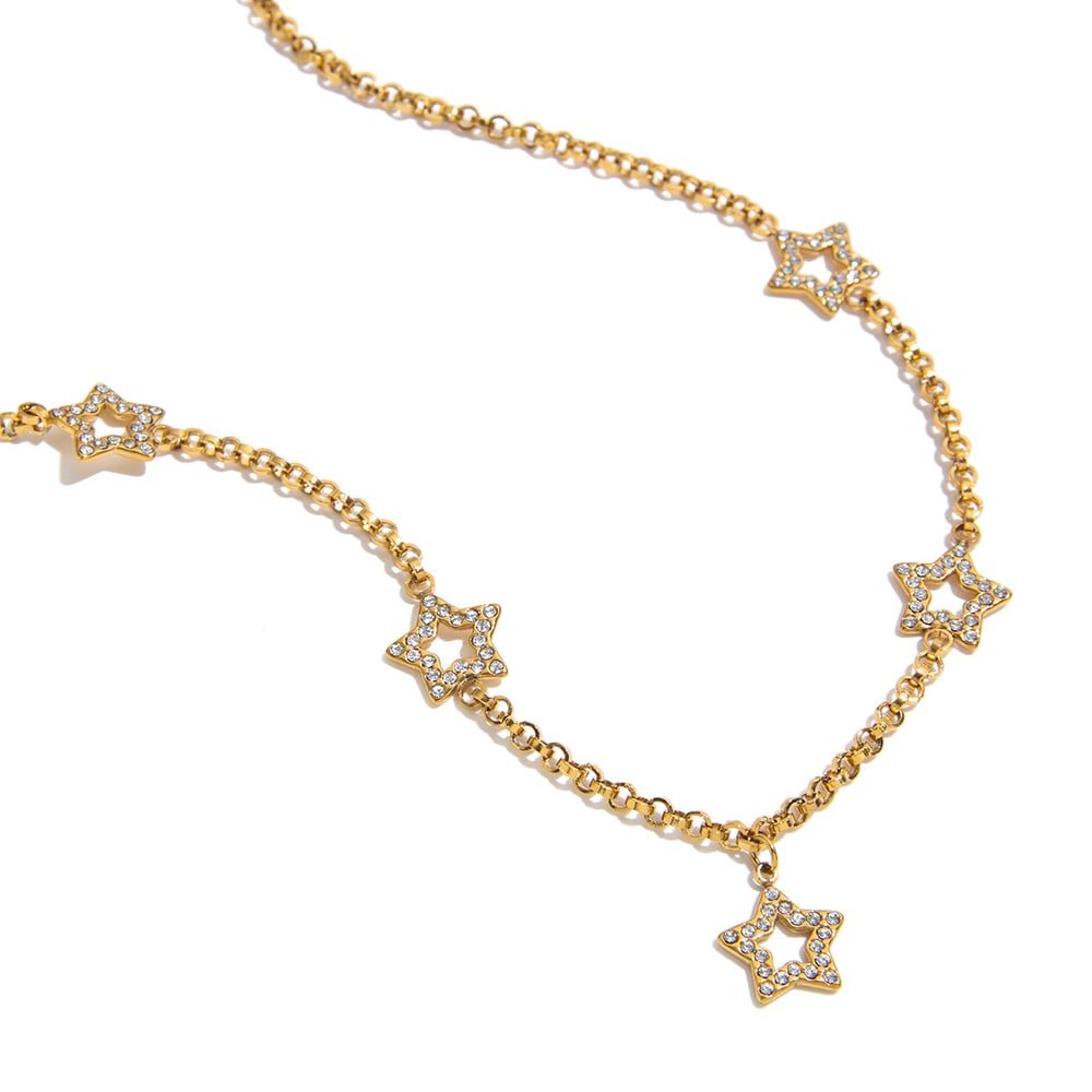 1 Piece Delicate Star Stainless Steel Gold Color Women's Pendant Necklaces